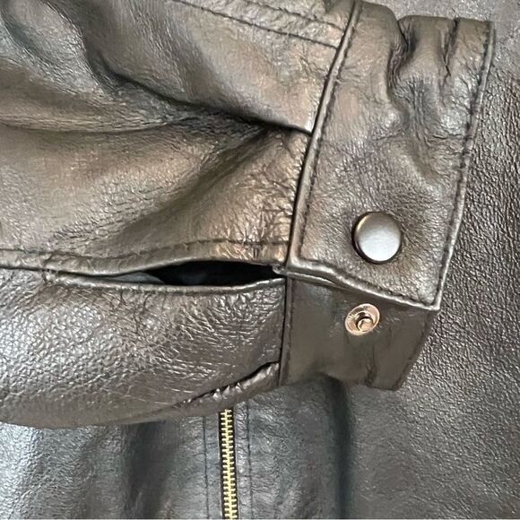 Black Leather Pabst Beer Exclusive Burk’s Bay Napa Bomber Jacket - Picture 11 of 16